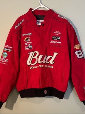 Chase Authentics Vintage Dale Earnhardt Jr Budweiser Red Suede Jacket Men’s XL